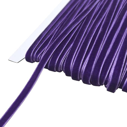 Chenkou Craft Violet 25 Yards 1/4" Velvet Ribbon Lots Bulk (Violet, 1/4"(6mm))