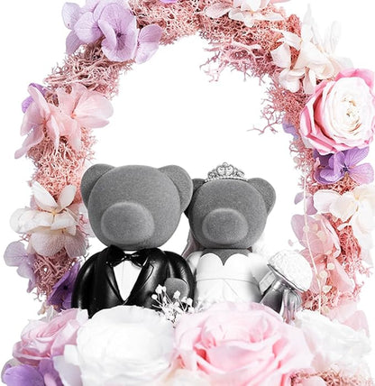 JoyFlower Preserved Flower Rose Gift Rose Bear Gift Box, Wedding Gifts for Friend, Teddy Bear Rose Gift Box for Wedding Decortion, Rose Bear Gift for Women, Flower Bear Gift for Wedding Decor