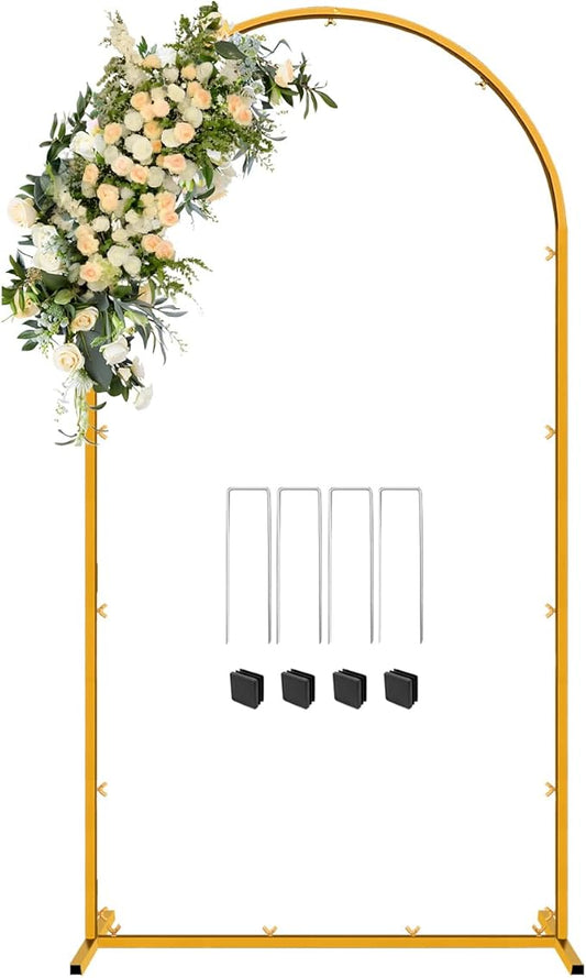 6.6 FT Wedding Arch Backdrop Stand for Party, Balloon Arch Stand, Wedding Arches for Ceremony, Metal Gold Arch Frame Backdrop Stand for Bridal Baby Showers Birthday Decoration Photo