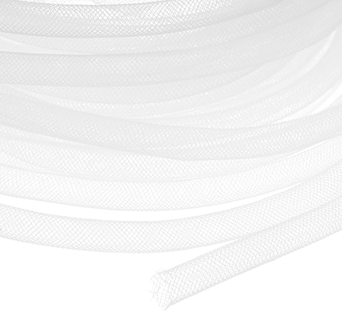 Mesh Tube Ribbon 25 Yards, 8mm Elastic Fabric Ribbons Mesh Tubing for Crafts/Gift Wrapping/Flower Bouquets/Wedding/Birthday/Holiday/Wreaths Christmas/Decoration[White]
