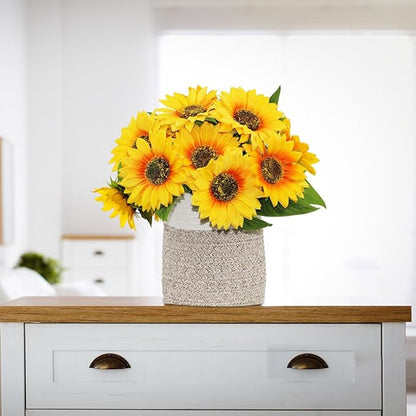 Joyerace12PCS Artificial Sunflower Flowers, Single Stem Silk Fake Sunflowers for Outdoor Wedding Birthday Party Home Decor- NO VASE