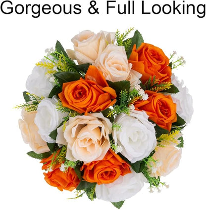 Flower Centerpieces for Wedding Tables: Wedding Table Decorations Orange Flower Balls Centerpieces for Engagement Cerebration Party Center Pieces 6 Packs