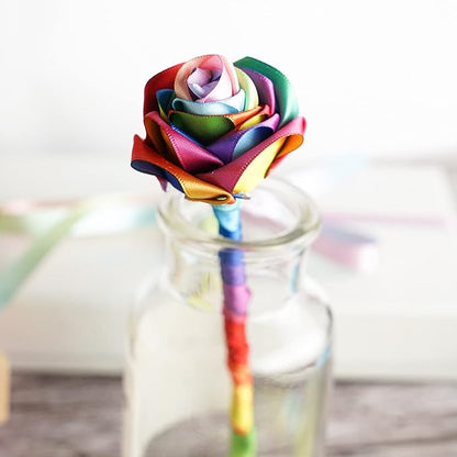 MEEDEE Rainbow Ribbon Satin Ribbon 1 inch Rainbow Satin Ribbons Colored Ribbons for Crafts Gift Wrapping Pride Birthday Party Decoration DIY Hair Bows - 25 Yards