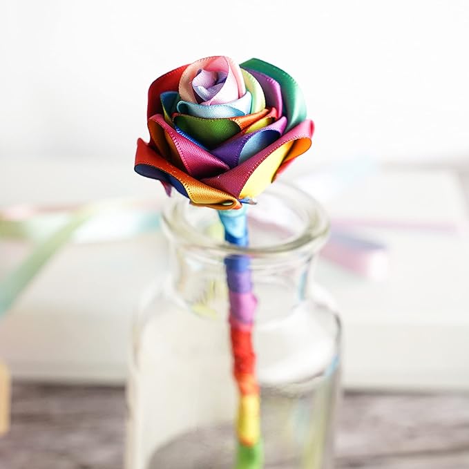 MEEDEE Satin Ribbon 1 inch Rainbow Ribbon Rainbow Satin Ribbons Neon Color Ribbons for Gift Wrapping Birthday Pride Party Decoration Handmade Bows DIY Crafts - 25 Yards