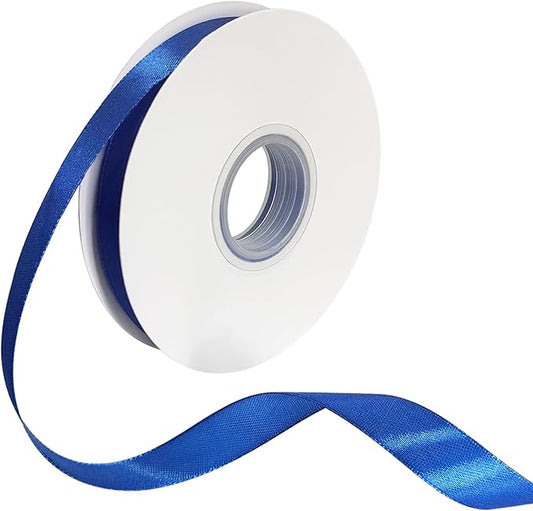 Blue Satin Ribbon 3/5 inch x Continuous 55 Yards Royal Blue Ribbons for Crafts Gift Wrapping Bow Wedding Decoration, Blue Ribbon for Flower Bouquet Christmas Halloween Party