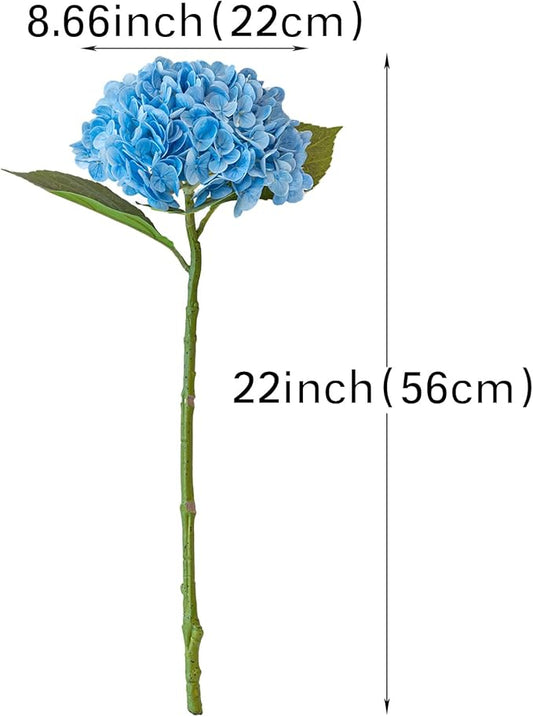 4PCS Artificial Flowers Large Hydrangeas Flowers Latex Bouquet for Wedding Bridal Office Home Party Decoration (2Pcs White+2Pcs Blue)