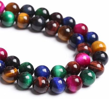 12mm 32PCS Colorful Tiger Eye Natural Stone Beads Crystal Spacer Loose Beads for Jewelry Making DIY Bracelet 1 Strand 15 inches