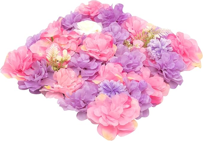 12 Pcs White Flower Wall Flowers Backdrop Artificial Flower for Backdrop Flowers Decoration 3D Floral Panels for Wall Decor Home Party Wedding Room Decoration (38x38cm/White+ Purple+ Pink)