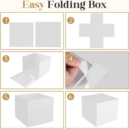 Donyang Gift Box, 12x12x10 inches Large White Gift Boxes for Presents with Lids, Birthday Box, Groomsman Proposal Box, for Wedding, Valentine's Day, Mother's Day, Halloween, Christmas Gift Packging