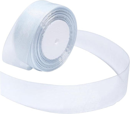 Dusty Blue Ribbon for Gift Wrapping 1-1/2 inch Sheer Organza Ribbon for Flower Bouquet Tulle Chiffon Ribbons for Wedding Invitations Christmas Decorations Crafts 50 Yards