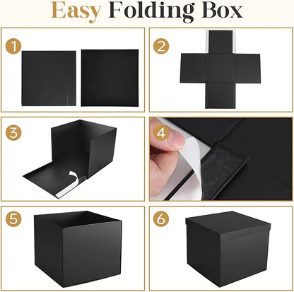 Donyang Gift Box, 12x12x10 inches Large Black Gift Boxes for Presents with Lids, Birthday Box, Groomsman Proposal Box, for Wedding, Valentine's Day, Mother's Day, Halloween, Christmas Gift Packging
