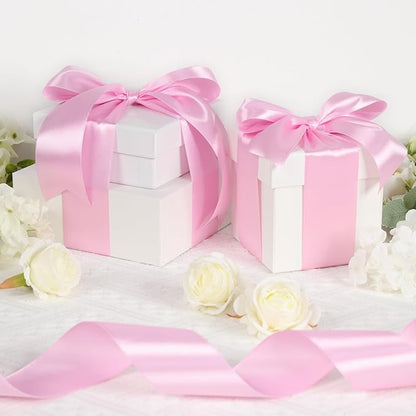 Pink Satin Ribbon 2 Inch 60 Yards, Pink Fabric Ribbons for Flower Bouquet, Wedding, Crafts, Gift Wrapping, Baby Shower, Hair and Outdoor Decor