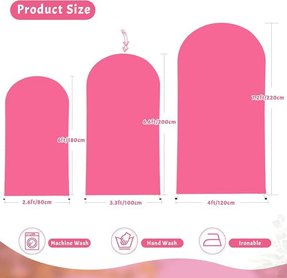 6.6FT Fuchsia Arch Backdrop Cover - Polyester Fitted Wedding Arch Stand Covers Round Top Chiara Arch Backdrop Cover for Birthday Party Banquet Photo Background Decoration