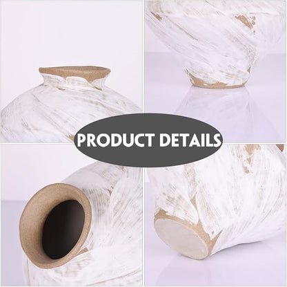 Wabi Sabi Vintage Vase, 6.1" Tall Wabi Sabi Decor Rustic Farmhouse Pottery Vase for Centerpiece, White Textured Pottery Flower Vase for Home Decorative, Table, Living Room, Bedroom, Bathroom, Kitchen