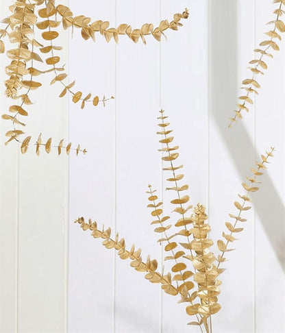 PASYOU Artificial Plants for Christmas Decor, Fake Gold Eucalyptus Plastic Grass Pick Shrubs Leaves Indoor Outdoor Home Garden Party Hotel Wedding Event Faux Table Decoration - 20 Inch Golden 10 Pack