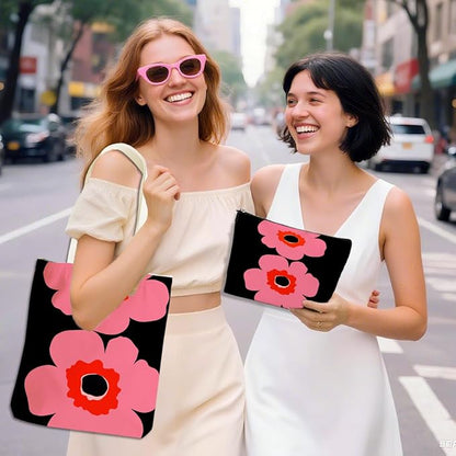 Flower Plant Lover Gifts for Women Canvas Tote Bag with Makeup Bag Cosmetic Bags Grocery Bags for Shopping Christmas