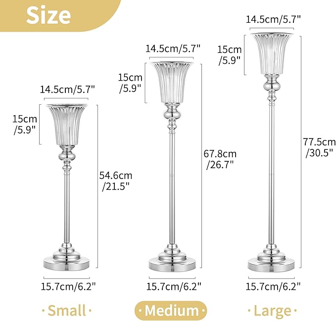 NUPTIO Flower Vase Centerpiece Wedding: 2 Pcs 26.7" Tall Silver Stand Metal Trumpet Vases for Wedding Party Table Decoartions
