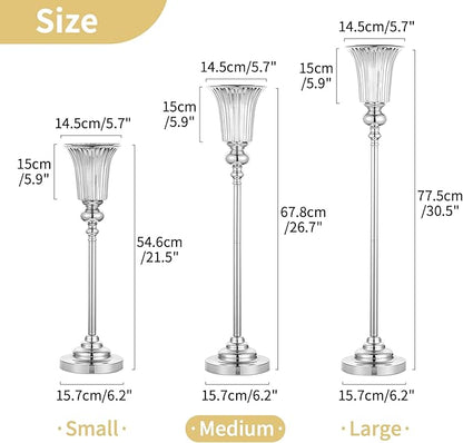 NUPTIO Flower Vase Centerpiece Wedding: 2 Pcs 26.7" Tall Silver Stand Metal Trumpet Vases for Wedding Party Table Decoartions