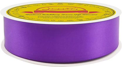 Double Face Purple Satin Ribbon 1-1/2 inch X 50 Yards Polyester Purple Ribbon for Gift Wrapping Very Suitable for Weddings Party Invitation Decorations and More