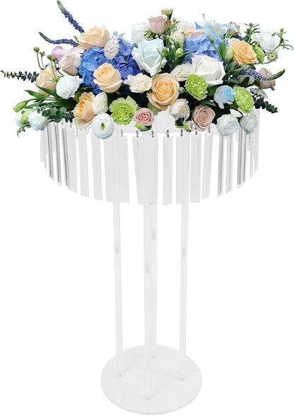 Acrylic Vases for Centerpieces | Flower Vases Stand | 31.5in Tall Wedding Centerpieces for Tables | Round Chandelier Pedestal Stand for Wedding Reception | with Round Base