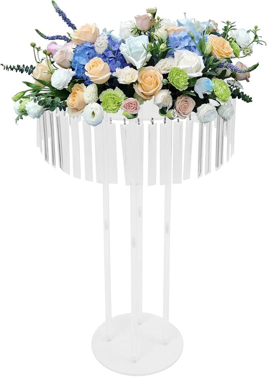 Acrylic Vases for Centerpieces | Flower Vases Stand | 31.5in Tall Wedding Centerpieces for Tables | Round Chandelier Pedestal Stand for Wedding Reception | with Round Base