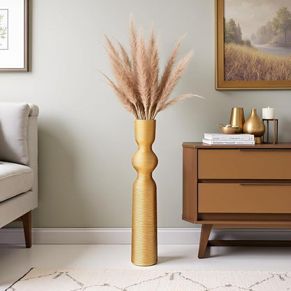 Gold Resin Floor Vase, 23.62'' Tall Decorative Vase, Ideal for Dried Pampas Grass & Home Decor, Modern Tall Floor Vase for Living Room/Entryway