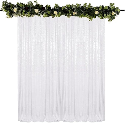 White Sequin Backdrop Curtain 8FTx8FT 1 Panel White Sequin Background for Parties Glitter Backdrop Curtain for Wedding Baby Shower Photo