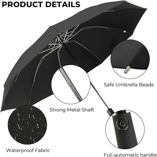 Compact Inverted Travel Umbrella, Automatic Open Close, 9-Rib 46 Inch Windproof Umbrella, Waterproof UPF 50+, Portable Umbrellas for Men, Women, Travel, and Daily Use