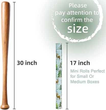 MAYPLUSS Christmas Wrapping Paper - 17 In x 33 Feet - Cute Watercolor Winter Snowy Wonderland Deer and Christmas Tree Print Holiday Gift Wrap Paper for New Year, Xmas Gift Wrap, Party, Nature Lover