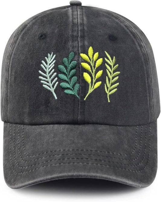 Cute Flower Hat, Elegant Floral Embroidered Adjustable Baseball Cap for Men Women, Gifts for Flower Lovers, Black