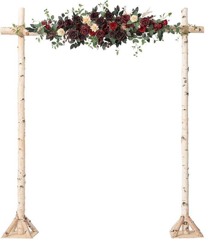 Ling's moment Wedding Arch Flowers - 6.5FT Floral Garland for Ceremony Arbor Backdrop Decoration - Artificial Rose Floral Swag for Sweetheart Table Birthday Party, Baby Shower, Masala Red