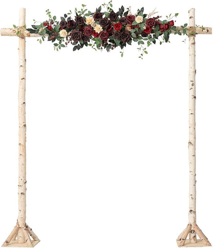 Ling's moment Wedding Arch Flowers - 6.5FT Floral Garland for Ceremony Arbor Backdrop Decoration - Artificial Rose Floral Swag for Sweetheart Table Birthday Party, Baby Shower, Masala Red