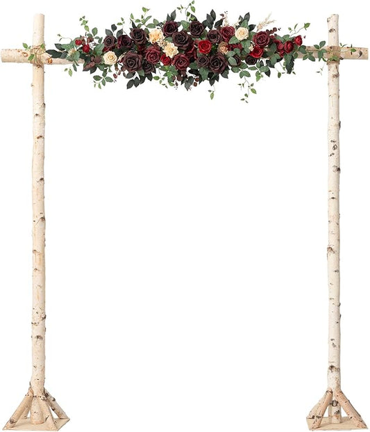Ling's moment Wedding Arch Flowers - 6.5FT Floral Garland for Ceremony Arbor Backdrop Decoration - Artificial Rose Floral Swag for Sweetheart Table Birthday Party, Baby Shower, Masala Red