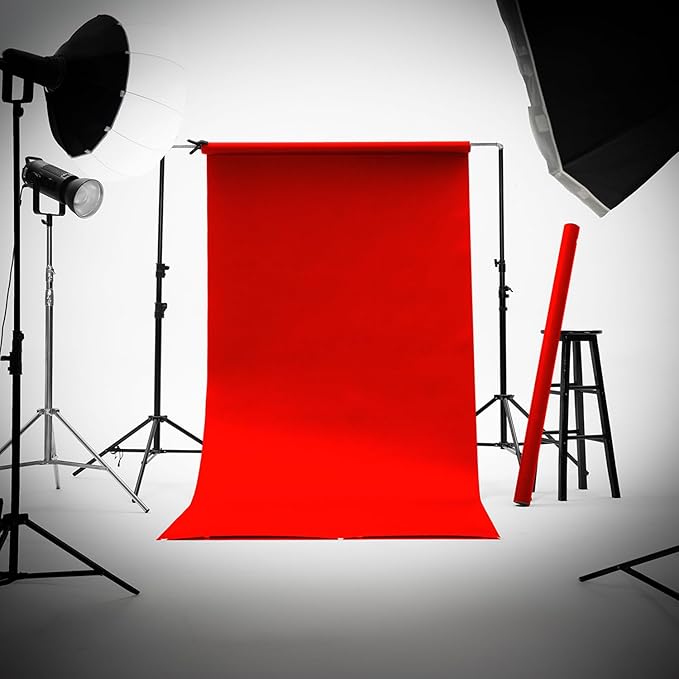 Kate Seamless Paper Backdrop Red Paper Backdrop Seamless Backdrop Paper Rolls (53''x16.4' Scarlet)