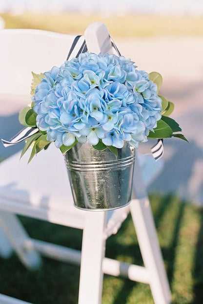 Hollyone 6 Pcs Blue Hydrangea Artificial Flowers Heads with Stems Silk Faux Hydrangea Blue Fake Flowers for Home Indoor Outdoor DIY Floral Wedding Flower Bouquets Kitchen Table Centerpiece Decor