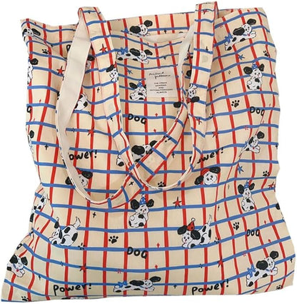 Cotton Canvas Tote Bag Reusable Soft Grocery Cloth Bag Floral Shoulder Bag for Beach Travel Shopping