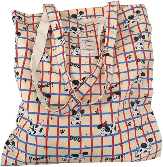 Cotton Canvas Tote Bag Reusable Soft Grocery Cloth Bag Floral Shoulder Bag for Beach Travel Shopping