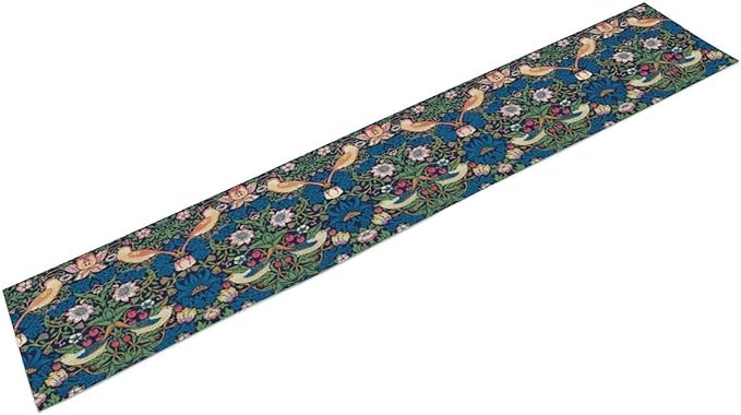 William Morris Floral Table Runner, Vintage Flowers Blue Botanical Printed Table Runner for Home Kitchen Dining Table Decoration,13x108 Inch