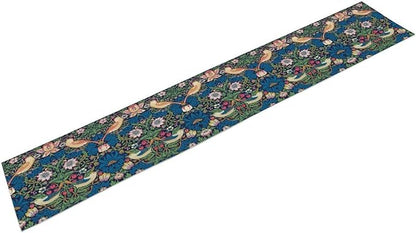 William Morris Floral Table Runner, Vintage Flowers Blue Botanical Printed Table Runner for Home Kitchen Dining Table Decoration,13x108 Inch