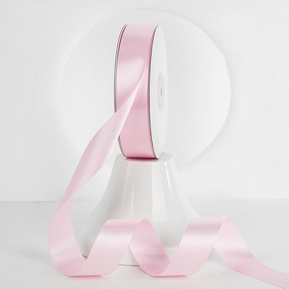 MEEDEE Pink Ribbon 1 Inch Pink Satin Ribbon Lux Double Faced Satin Ribbons by 50 Yards Polyester Wrapping Ribbons for Crafts, Weddings, Flower Bouquet, Holiday Decorating