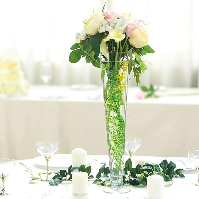 Efavormart 12pcs/Set 20" Tall Trumpet Heavy Duty Glass Centerpiece Vase for Wedding Party Banquet Events Centerpiece Decoration