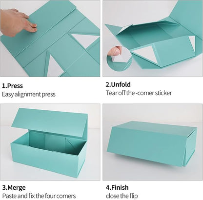 Light Blue Gift Box with Magnetic Closure Lid 10" X 6" X 3" Gift Boxe for Presents,Luxury for Gift Packaging, Bridesmaid Gifts Boxes,Birthday Gift Box
