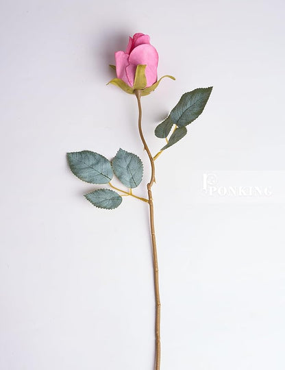 Rose Artificial Flower Buds 12pcs Realistic Faux Silk Roses Fake Flowers Bouquets Arrangements Decor for Wedding Spring Mother's Day, Home Table Decorations, Light Magenta Flower
