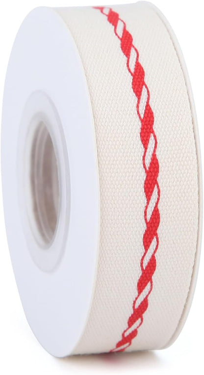 4 Rolls 20 Yards 5/8 Inch Christmas Candy Peppermint Ribbon Red and White Stripe Cotton Ribbons for Gift Wrapping, Wreath,Tree Decoration, Outdoor Deco (Red)