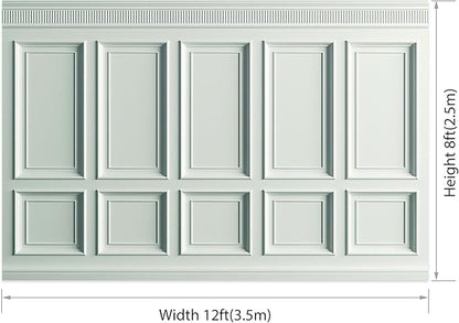 AOFOTO Vintage Room Inside Backdrop Classic French Frame Light Green Walls Photo Background for Wedding Bridal Shower Party Banner Home Headboard Decor Wall Photo Studio Booth Props 12x8ft