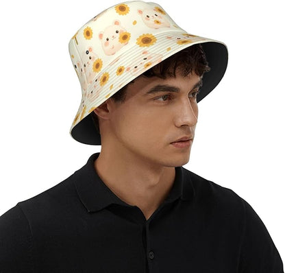 Christmas Navy Blue Tree Bucket Hat Novelty Sun Hats Trendy Fisherman Cap for Men and Women