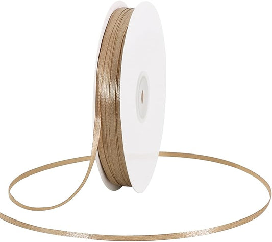 TONIFUL 1/8 Inch x 200 Yards Champagne Gold Thin Solid Satin Ribbon Giant Spool Double Face Ribbons for Crafts Hanging Tags Invitation Card Balloons Bouquet Hair Gift Wrapping Party Decoration