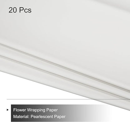MECCANIXITY Pearlescent Film Flower Wrapping Paper 22.8x22.8 Inch Waterproof for DIY Crafts, Gift/Gift Box Packaging Pure Gray Pack of 20