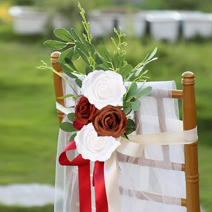 20pcs White Roses Artificial Flowers Fake Roses Real Looking Silk Flowers Bulk Big Faux Roses with Stems for Wedding Centerpieces Table Home Party Decor Bridal Floral Arrangements (White)