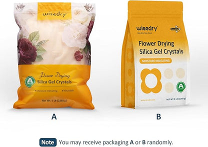 wisedry 10 LBS Silica Gel Flower Drying Crystals, 2 Packs of 5 LBS, Fine Crystals < 1mm, Color Indicating, Reusable